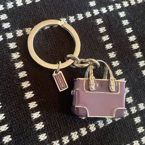Coach Vintage Purple & Silver Enamel 3D Satchel Purse keychain charm for handbag